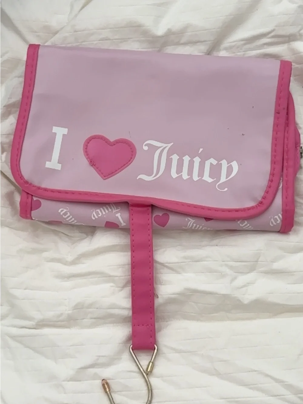 Juicy Couture Light Pink Cosmetic Pouch with Hot Pink Trim
